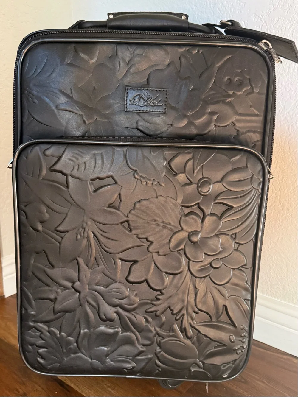Patricia Nash Black Embossed Floral Carry-On